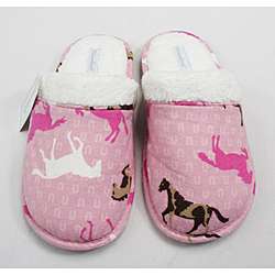 Leisureland Womens Cotton Pink Horse Slippers  