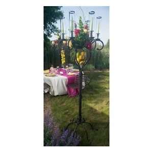 Wrought Iron Floor Candelabra with Glass