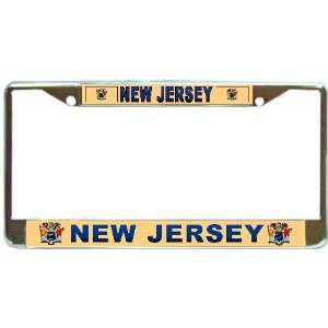 New Jersey State Flag Chrome Metal License Plate Frame Holder