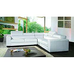 Marthena 3 piece White Leather Sectional Sofa  