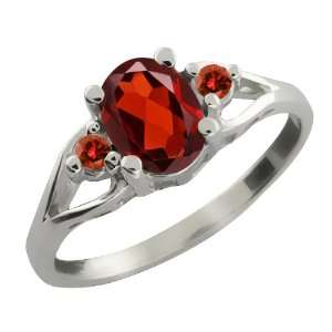  1.46 Ct Oval Red Garnet and Cognac Red Diamond Sterling 