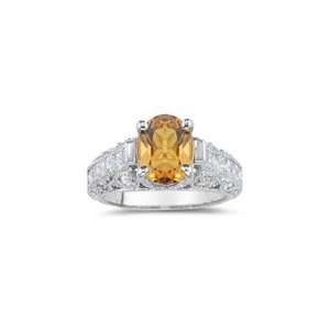  1.39 Cts Diamond & 2.20 Cts Citrine Ring in 18K White Gold 