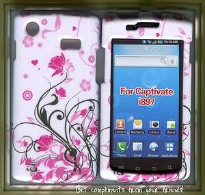 Samsung i897 Captivate Galaxy S android snap on hard cover case flower 