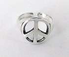 Sterling Silver 11mm Peace sign adjustable toe ring