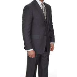 Ferrecci Mens Grey Pinstripe 2 button Slim Fit Suit  