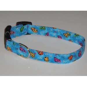  Blue Multicolored Rainbow Ladybugs Hearts Dog Collar X 