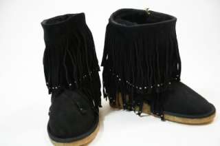 NEW AUTH Koolaburra Black Studded Fringe Boots 8 $300  
