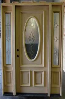   Mahogany Front Entry Oval Decorative Door with Glass Sidelites  