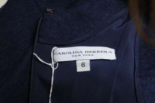 CAROLINA HERRERA Casual/Career Navy Wrap Dress Sleeveless V Neck Knee 