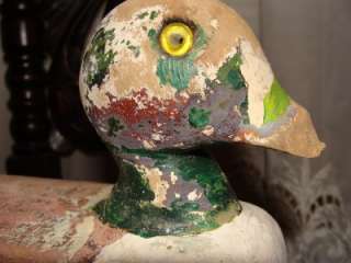 ANTIQUE DUCK DECOY WOODEN GLASS EYE SIGN AA VINTAGE OLD  