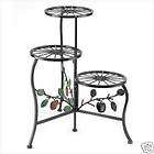 Wrought Iron Three Tier Apple Branch Motif Plant Stand