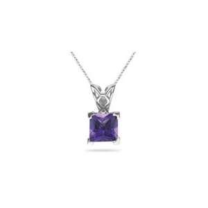  0.89 Cts Amethyst Scroll Pendant in Platinum Jewelry