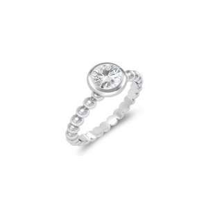  0.58 Cts White Topaz Solitaire Ring in 14K White Gold 4.0 