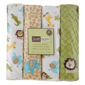  Jungle Mosaic Flannel Receiving Blankets   Set of 4   30 