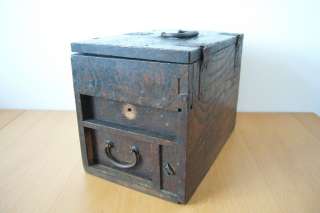 Antique Japanese Wooden Meiji Tansu Kinko Box  