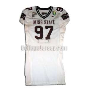  White No. 97 Game Used Mississippi State Nike Football 