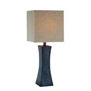 Enkel Collection 1 Light 27 Walnut Wood Table Lamp with Linen Fabric 