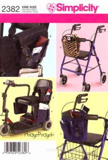 Simplicity Pattern 2382 Bags Scooter Wheelchair Walker 039363523826 