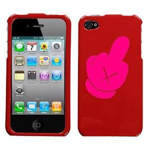  mouse glove middle finger on flaming red phone cover 