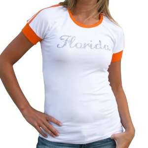 NCAA Florida Gators Ladies White Orange Emily Premium T shirt  