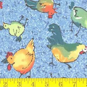  45 Wide Hen Party Chicken Blue Fabric By The Yard Arts 