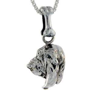  925 Sterling Silver Bloodhound Dog Pendant (w/ 18 Silver 