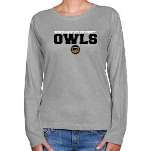 Kennesaw State Owls Ladies Ash University Name Long Sleeve Classic Fit 