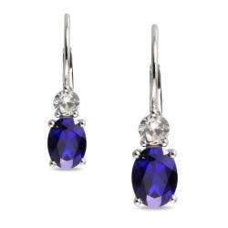 Sterling Silver Created Blue and White Sapphire Earrings   