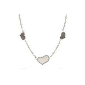 Sterling Silver Mother of Pearl Peacock Hearts Necklace