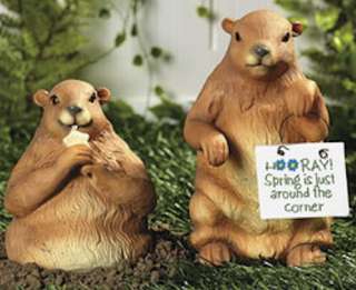 Groundhog Day GROUNDHOGS Statues Spring Winter Sign  