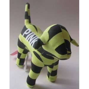   Pink Solid Plush Dog Bright Yellow and Black Striped 