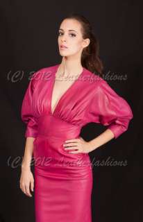 Classic Jean Claude Jitrois Pink Leather Mini Dress sz 36 US 2 / XS 