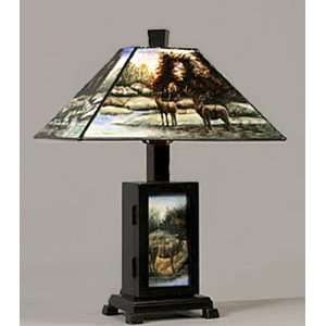    Soaring Eagle Lamp Wood with Hand painted Panels