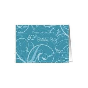  Turquoise Flowers 30th Birthday Party Invitation Card Card 