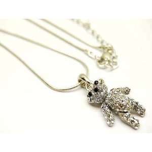  Teddy Bear Charm 3d Crystal Necklace 