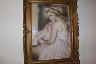 Fried Pal 1893 1976 Painting 32x24in ballerina in white  