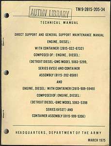   205 34 Maintenance manual Engine, Detroit Diesel GMC model 1975  
