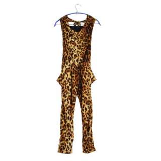 Leopard Prints Halter Sleeveless Womens Jumpsuits Rompers Pants 