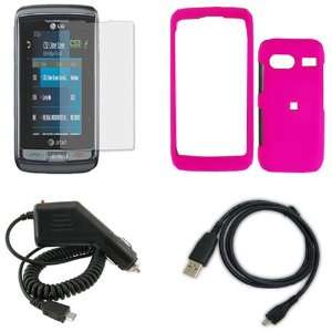  LG VU PLUS GR700 Combo Rubber Feel Hot Pink Protective 