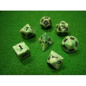  Stone Dice Green Jade 12mm Set and Bag Toys & Games