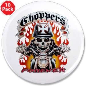  3.5 Button (10 Pack) Choppers Forever with Skeleton Biker 
