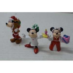 Disney Mickey and Minnie Mouse and Goofy Christmas Pvc Figure Set of 3