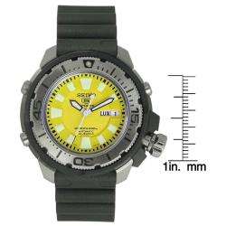 Seiko Mens Automatic Yellow Dial Rubber Strap Watch  