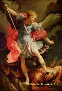 Archangel Michael defeating Satan Guido Reni repro oil  