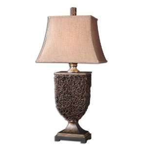  35 Natural Rattan Vine and Cast Aluminum Table Lamp with 