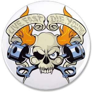  3.5 Button Live Fast Die Young Skull 