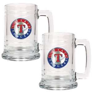 Texas Rangers Primary Logo 2 Piece 15 oz. Glass Tankard Set  