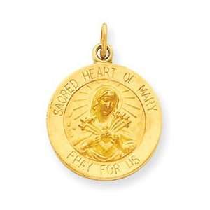  14k Yellow Gold Sacred Heart of Mary Medal Charm Jewelry