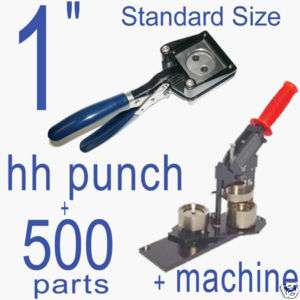 Button Maker Machine + Hand Held Punch + 500 Parts  