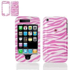 Snap On Faceplate Cover Case for Apple iPhone 3G Pink/White Zebra 